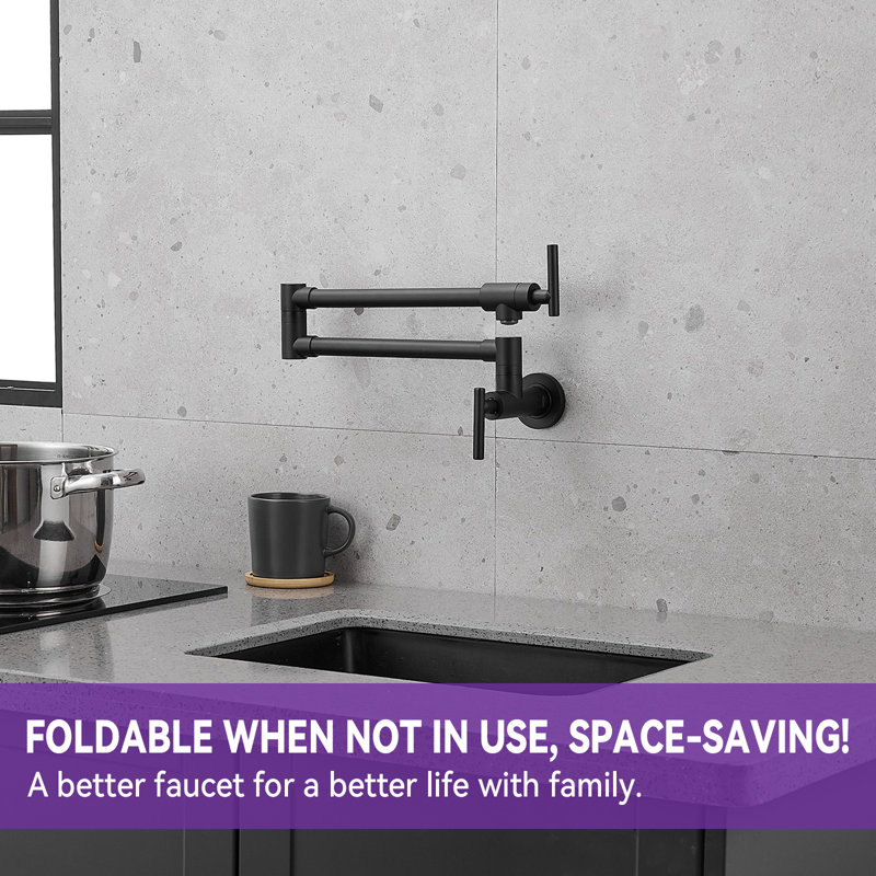 Wall Mounted Pot Filler, Matte Black
