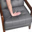 Chaise d'appoint contemporaine avec siège en cuir gris foncé, noyau en contreplaqué et bois de finition noyer moderne en cuir 100%, structure, accoudoirs, pieds, dossiers, accoudoirs-1891280287