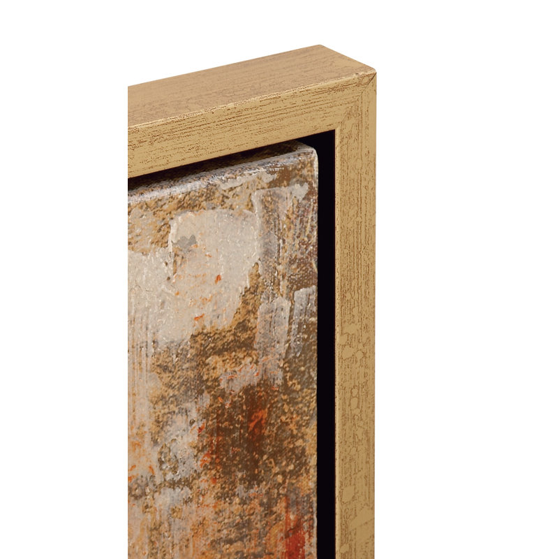 Golden Abstract Landscape Canvas Art in Thin Frame