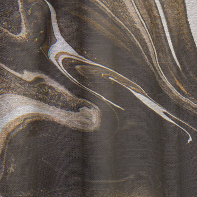 Noir, jaune, marbre, liquide Art II - rideau abstrait - velours obscurcissant - 1 panneau, L 52 po x L 120 po