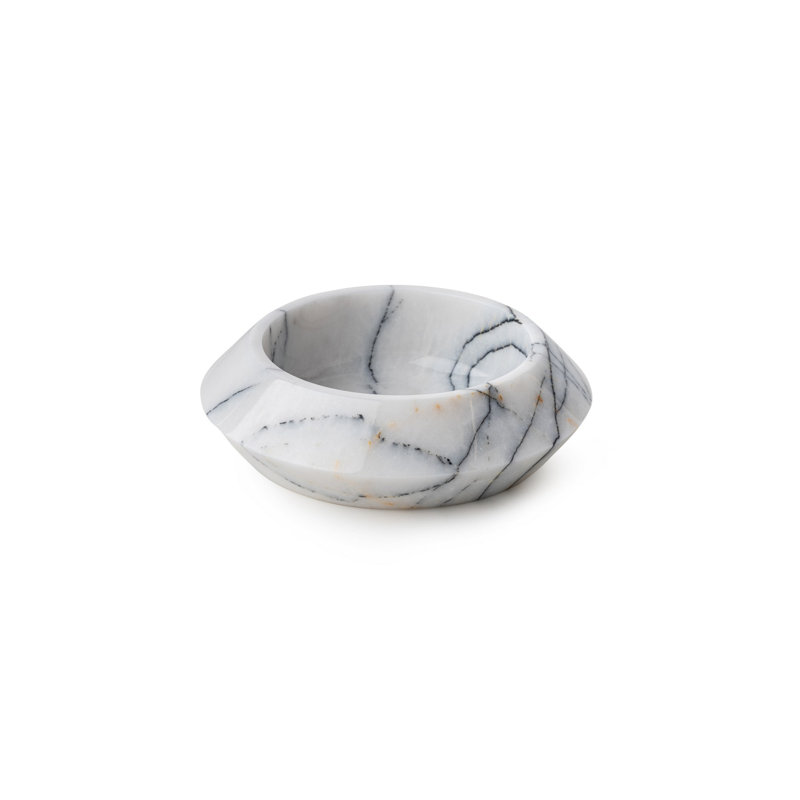 Élégant bol en marbre blanc, 9,1 po de diamètre x 2,8 po de hauteur | 100% marbre Lila de Sicile, parfait pour le service et la décoration | Ajout élégant à tout décor de maison, conception durable et intemporelle