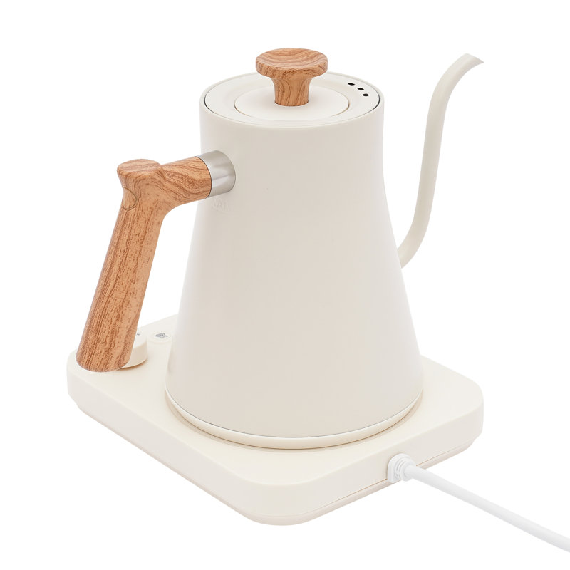 Oukaning 1200W 0.24Gal Tabletop Electric Gooseneck Tea Kettle Adjustable Temperature With Timing Function, White