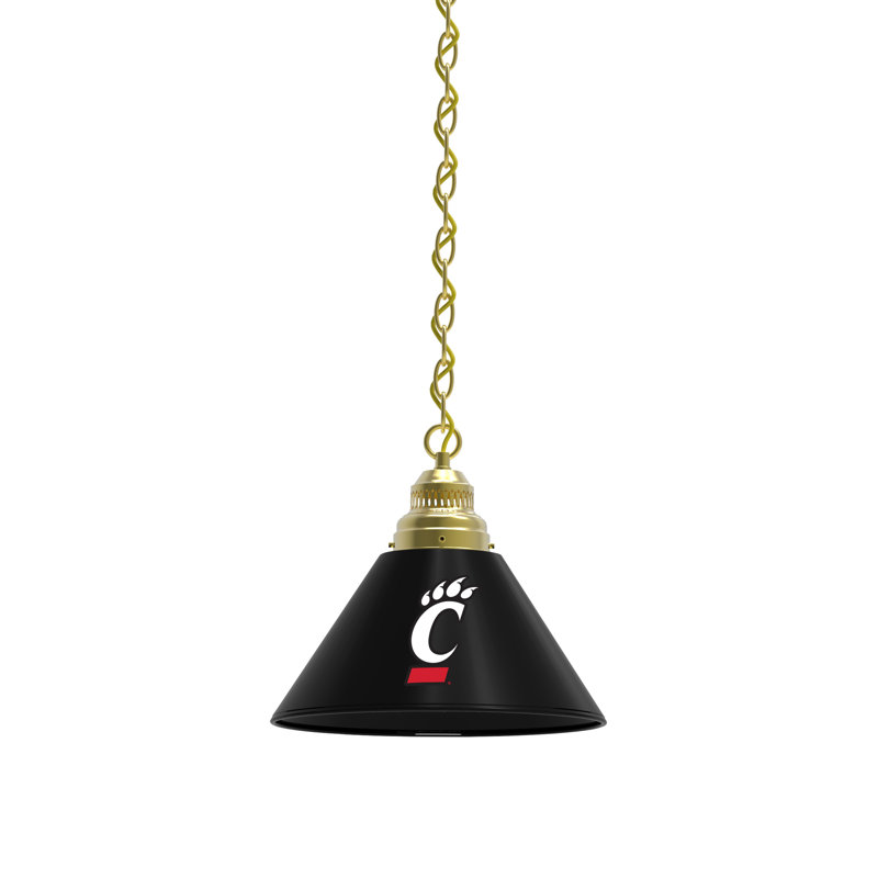 Luminaire suspendu conique à 1 lumière NCAA, Laiton, Bearcats de Cincinnati