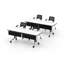 Tables de formation mobiles professionnelles avec prises électriques intégrées et chaises de travail gigognes | Ensemble de 2 tables et 4 chaises | Tables de formation gigognes pliantes de 203 cm (80 po) | Roulettes verrouillables | Mobilier pour salles de conférence et salles de classe | Blanc 4 places