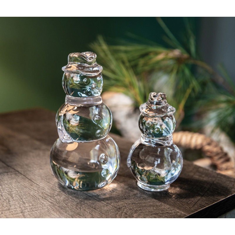 Handmade Glass Short Snowman Figurine