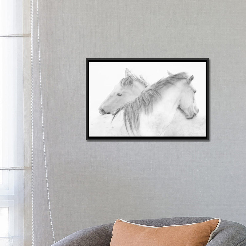 «Horses» par Marie-Anne Stas - impression sur toile tendue, H 18 po x l 26 po x P 1,5 po, Toile avec cadre noir, Pas de tapis