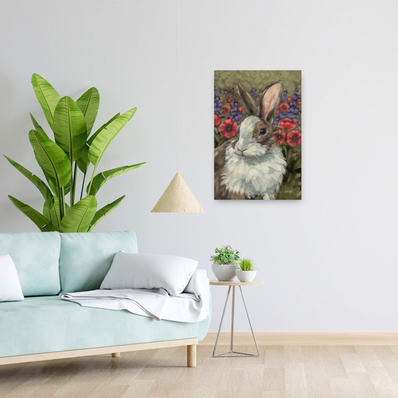 Spring Melody, art contemporain de lapin, H 24 po x l 16 po