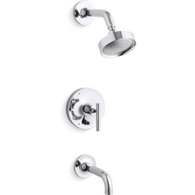 Purist Rite-Temp Pressure-Balancing Bath and Shower Faucet Trim with Push-Button Diverter, 7-3/4" Spout and Lever Handle, Valve Not Included