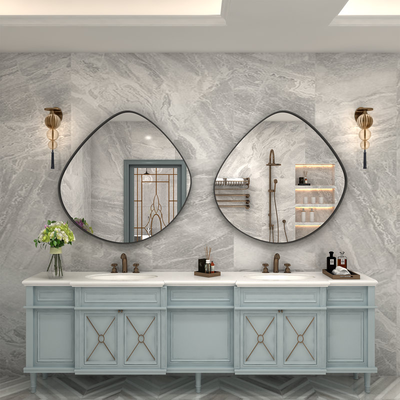 Asymmetrical Aluminum Alloy Bathroom Mirror, 36 po x 36 po