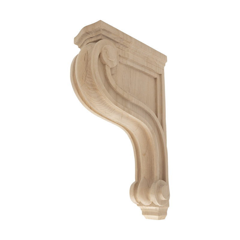 Corbeau classique en bois massif classique sans finition 12-3 / 8 po x 2-7 / 8 po x 7-3 / 8 po, Aulne pêche