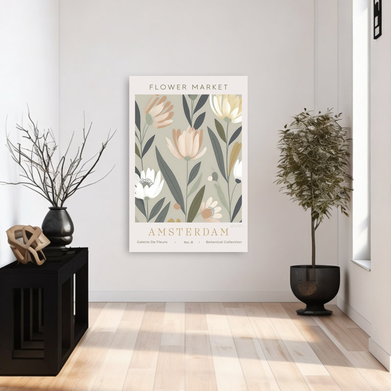 Motifs floraux pastels délicats et élégants, style minimaliste, impression d'art mural nature, H 48 po x l 32 po