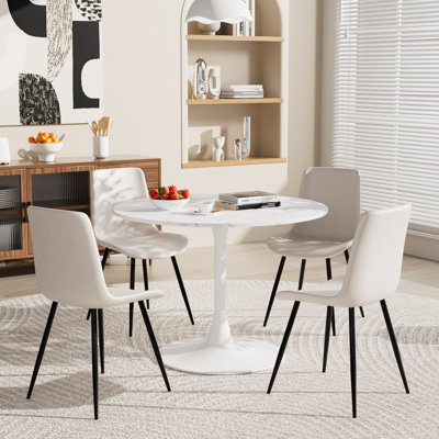 5 Pieces Round Dining Table Set for 4 by George Oliver