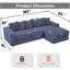 Canapé modulaire convertible 10-en-1, canapé d'angle, canapé-lit convertible au sol (convertible en lit), tissu recouvert de velours côtelé, poche latérale, bricolage, canapé modulaire en forme de L, 6 coussins-1257868202