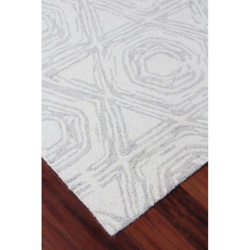 Caprice Wool Geometric Area Rug, Ivory/Dark Blue, Rectangle 6' x 9'