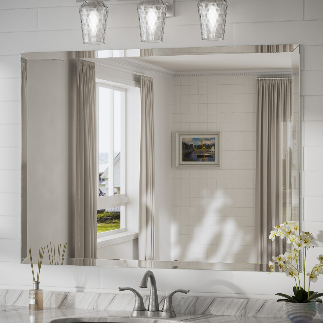Janica Rectangle Beveled Frameless Bathroom Vanity Mirror Decorative Wall Accent Mirror Ebern Designs 