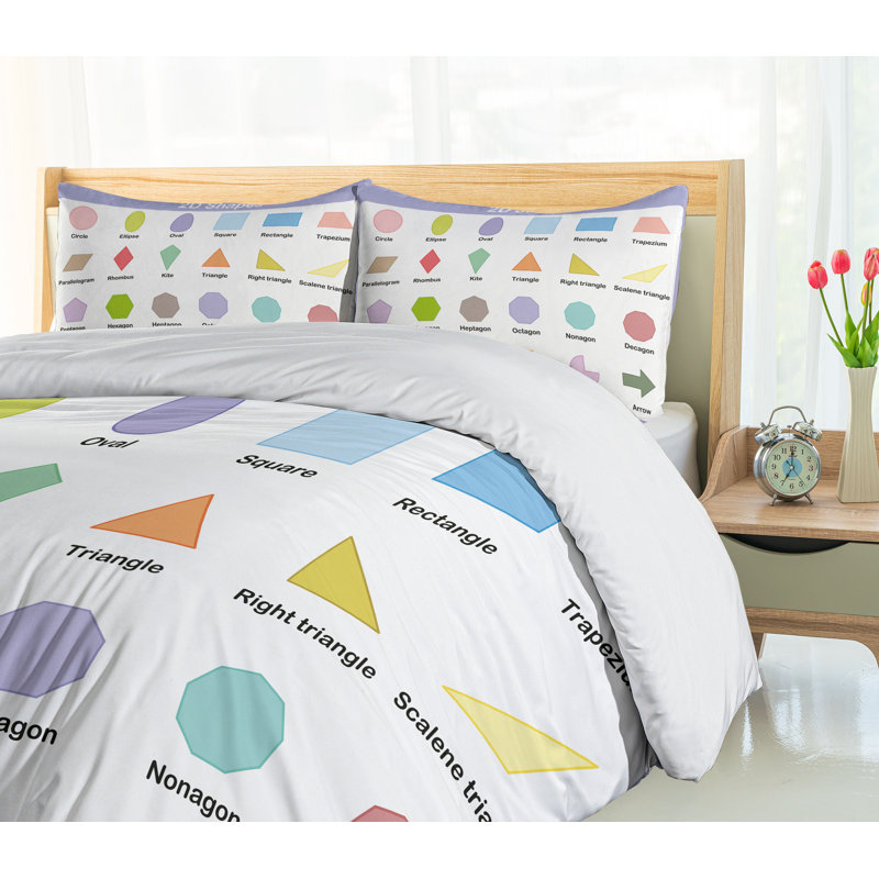 Educational Multicolor Microfiber Queen Duvet Cover Set