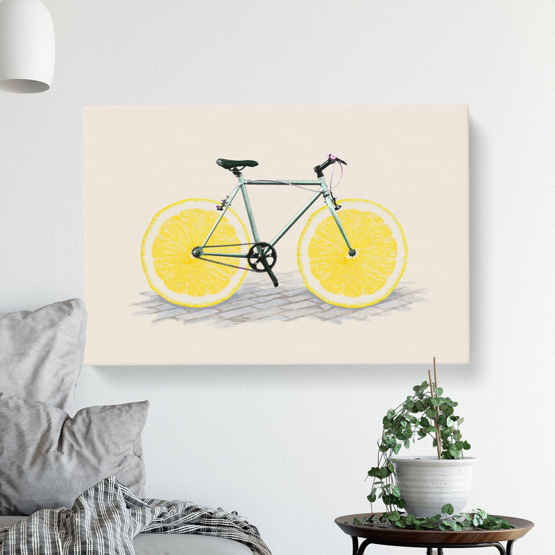 Lemon Bicycle - Wrapped Canvas, 35cm H x 50cm W x 3cm D