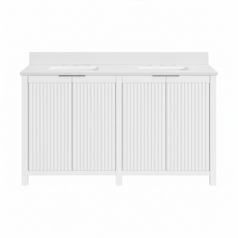 Through Lines 60" Double Bathroom Vanity, White