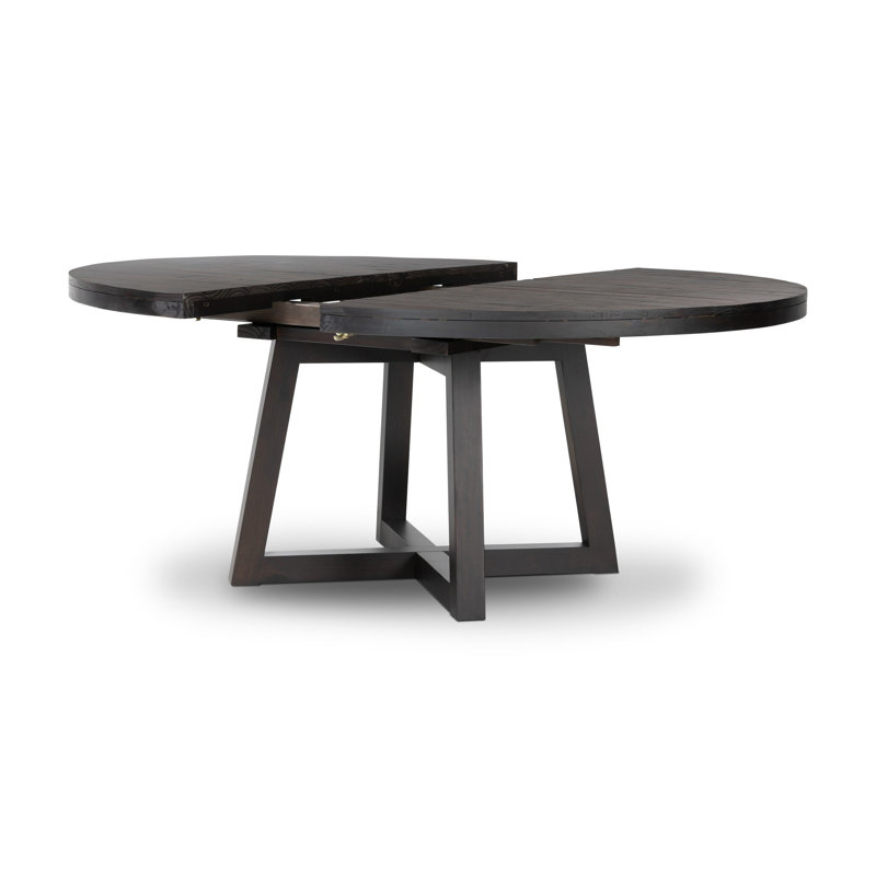 Eberwin Round Extended Natural Dining Table, Dark Carbon