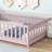 Full Size Floor Bed With Fence And Door,Rubber Wood Floor Bed With Safety Guardrails,Espresso-1066806933