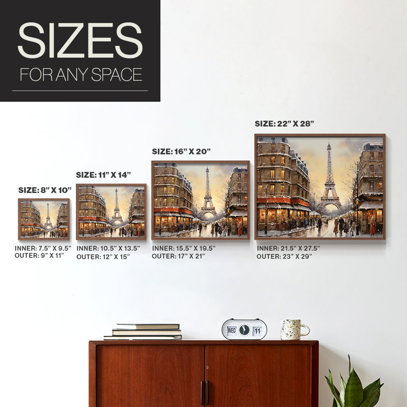 Chirstmas Art-CCCVIII -Framed Print - Restickable, H 8 po x l 10 po, Noyer