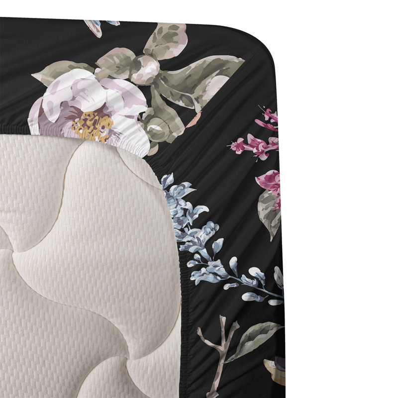 Ambesonne Birds and Nature Sheet Set Jungle Exotic Boho Charcoal Grey Blush, Twin Sheet Set with 1 Pillowcase