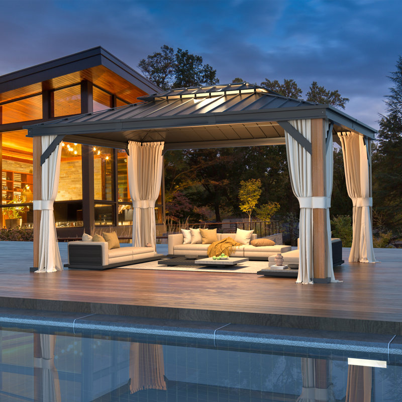 12 Ft. W x 16 Ft. D Aluminum Gazebo, Thickened Columns Gazebo