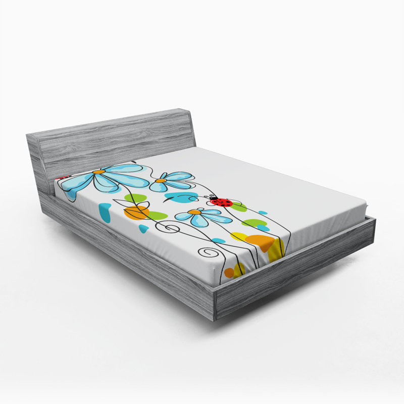 Drap-housse floral coccinelles/fleur, Grand