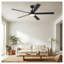 Ventilateur de plafond noir moderne 60 pouces avec éclairage intégré et télécommande, moteur à courant continu homologué ETL