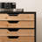 Industrial Storage Cabinet with Multi-Drawer Organizer, Rustic Wood and Metal Design, 28.9 x 12.5 x 30.7 Inch