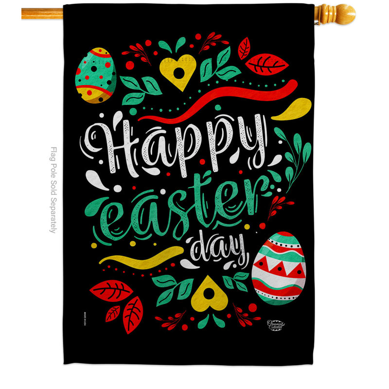 Drapeau de Pâques en polyester pour Pâques, H 40 po x l 28 po