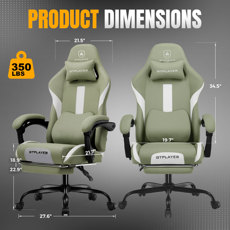 GTPLAYER Adjustable Swiveling PC & Racing Game Chair, Green