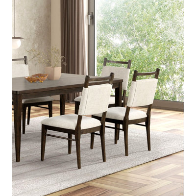 Ensemble de chaises de salle à manger 100% polyester rembourrées noyer foncé