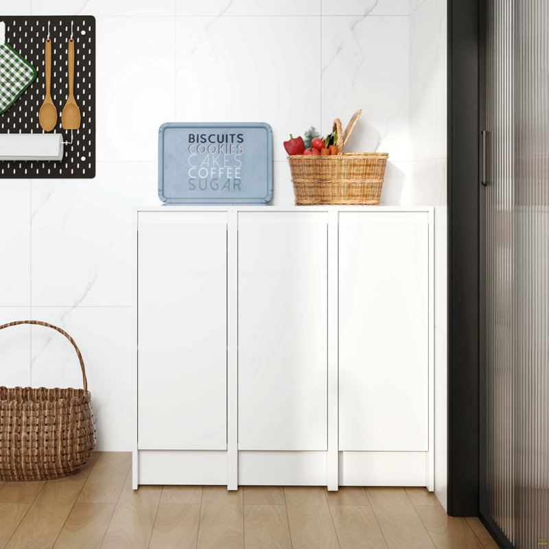 Armoire de rangement de salle de bain autoportante 36 po, portes à fermeture douce, blanc brillant, contreplaqué, emballage KD, combinaison 12 po X3 (convient pour la salle de bain, la cuisine, la salle d'étude, la chambre à coucher, etc.)