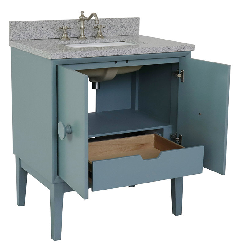 Ensemble de meuble-lavabo simple 31 po Crumley, Bleu turquoise / granit gris
