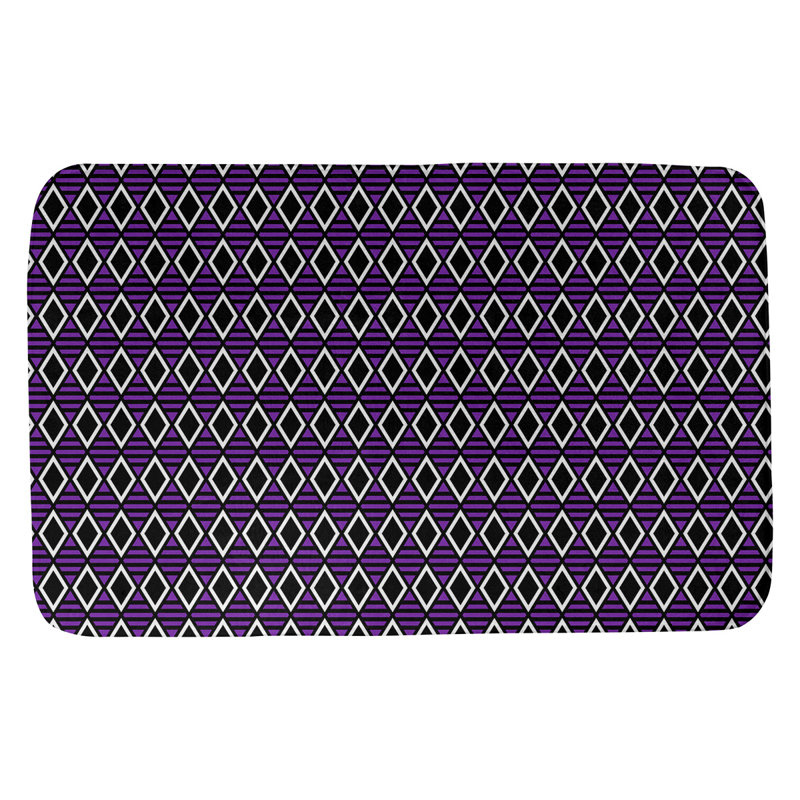 Tapis pour salle de bain à carreaux géométriques Mcguigan, l 21 po x L 34 po, Sarcelle / orange