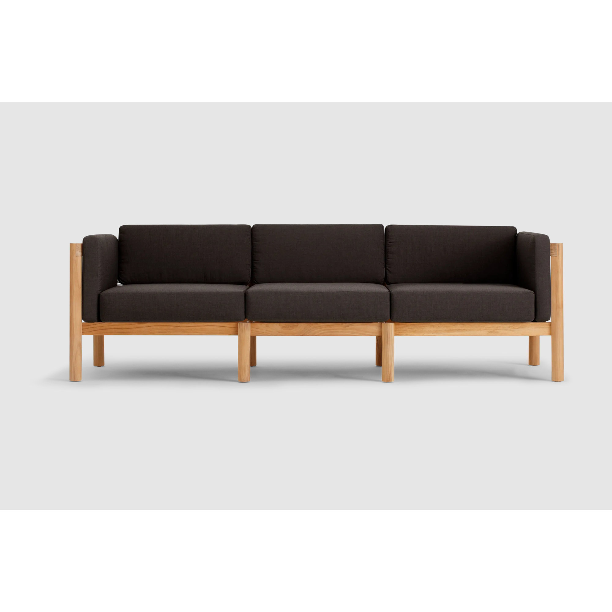 Haven 93'' Wide Rectangle Teak Patio Sofa with Sunbrella® Cushions, Sunbrella Coal