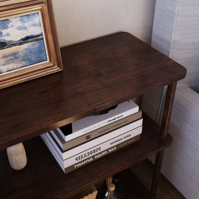 Petite table d'appoint Vihafa, table de bout en bois avec tablette de rangement, table étroite pour les petits espaces, chambre à coucher, salon, assemblage facile (brun)