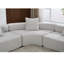 Option courbée grise à 4 places - tissu bouclé, style de salon moderne, pour un espace confortable