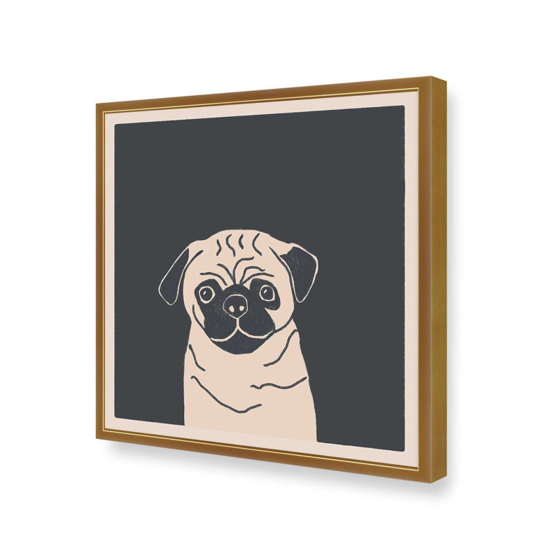 «Pugsy the Pug Dog» par Sary and Saff, reproduction d'art, H 36 po x l 36 po, Doré