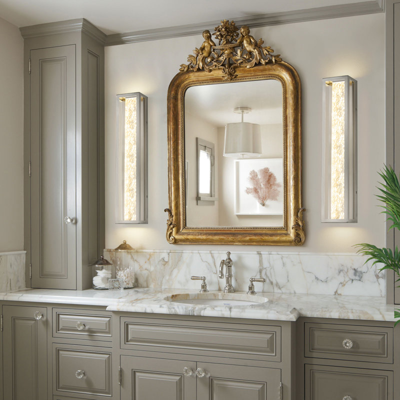 Modern Dimmable LED Wall Sconces, Nickel, 24" H x 4.7" W x 3.74" D