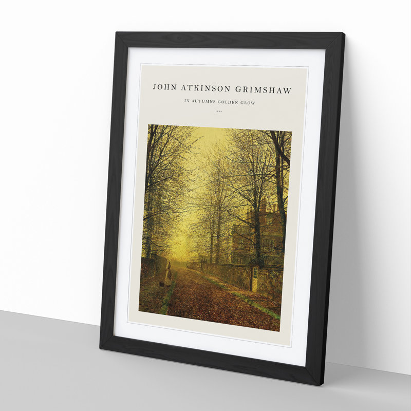 Autumns Golden Glow by John Atkinson Grimshaw - Picture Frame Graphic Art, 36cm H x 27cm W x 2cm D, Black Framed