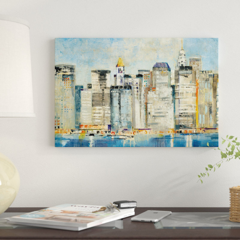 «Waterfront Skyline» par Jill Martin - impression sur toile tendue, H 12 po x l 18 po x P 1,5 po