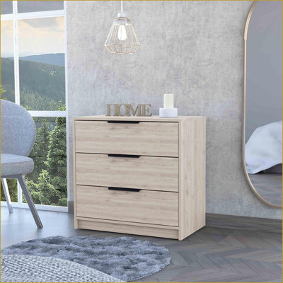 Commodes | Commode 3 tiroirs Maryland, wengé noir / pin, plateau supérieur | Panneau de particules | Multicolore