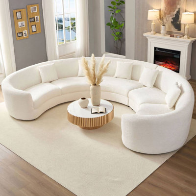3 - Piece Upholstered Curved Sectional With Five Pillows