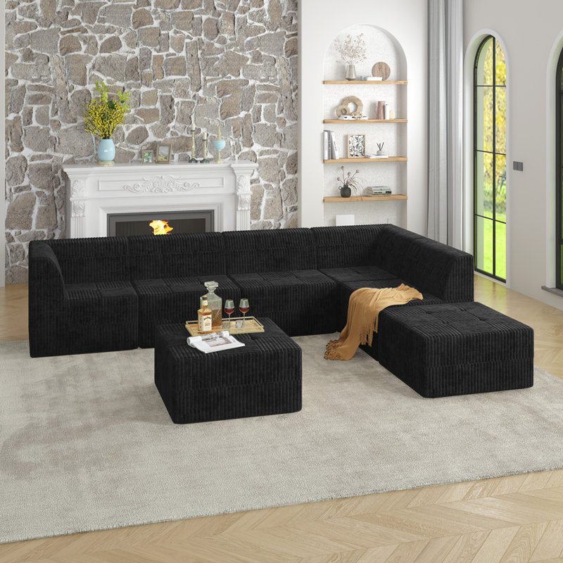Canapé modulaire en forme de L, canapé modulaire à compression de style minimaliste en velours côtelé de style bricolage, canapé-lit pour salon, chambre à coucher, canapé à compression confortable, conception peu encombrante