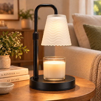 Candle Warmer Lamp with Timer & Dimmer, Wax Heating Melter for Scented Candle Jars Women House Warming Gift Heightness Adjustable bedrooms kitchen office Aesthetic Room Decor(Wavy Frosted Glass)