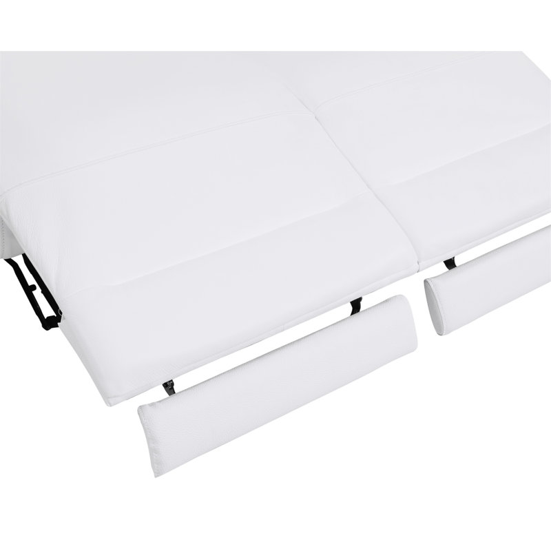 Causeuse en cuir italien avec fauteuil inclinable Global United, Blanc