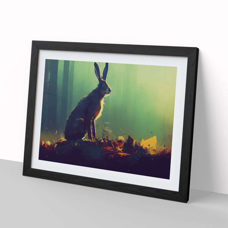 Hare Vol.1 Abstract - Single Picture Frame Painting, Black, 46cm H x 64cm W x 2cm D