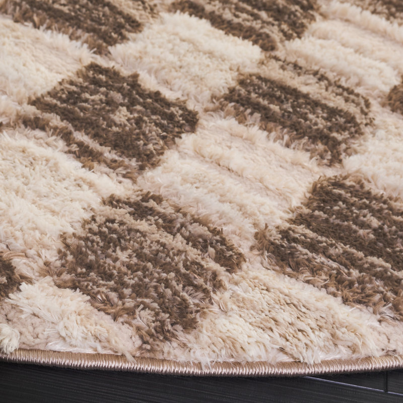 Shenali Shag 900 Performance Geometric Rug, Round 6'7"